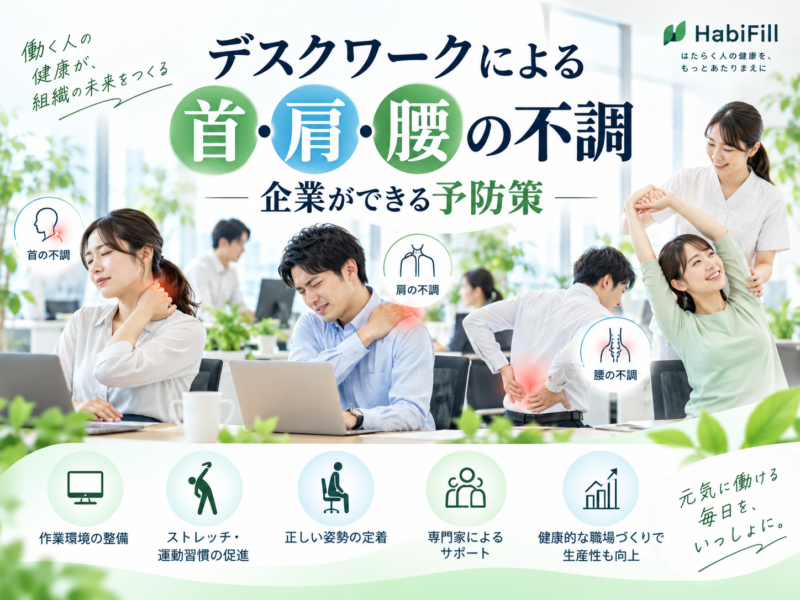 デスクワークによる首・肩・腰の不調｜企業ができる予防策