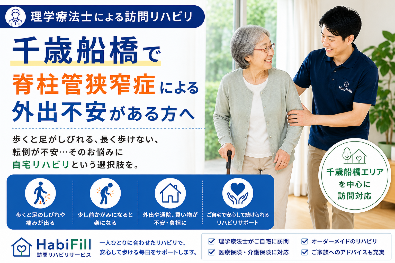 千歳船橋で脊柱管狭窄症による外出不安がある方へ｜自宅リハビリとは