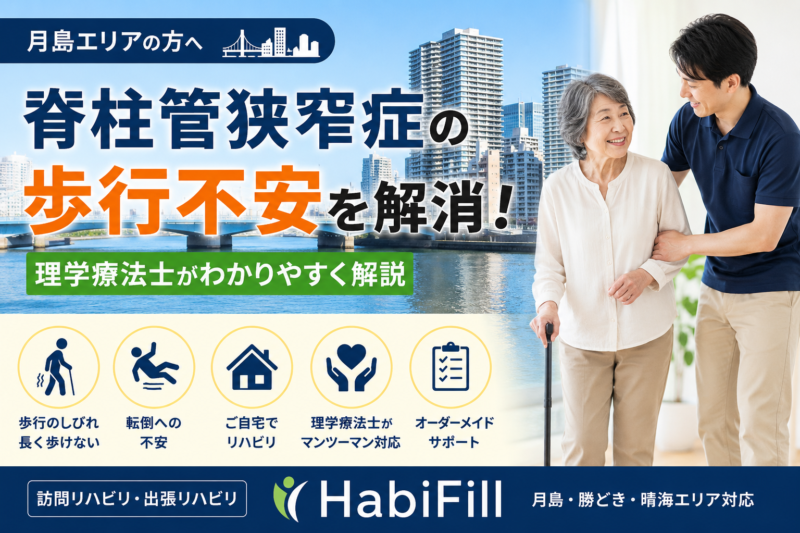 月島で脊柱管狭窄症による歩行不安がある方へ｜理学療法士が解説する訪問リハビリ｜HabiFill