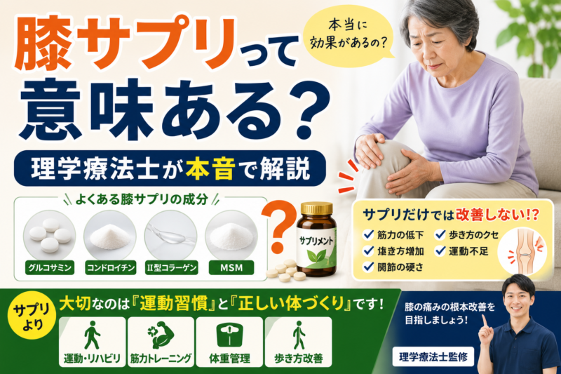 膝サプリは意味ある？理学療法士が効果と本当に大切なことを解説