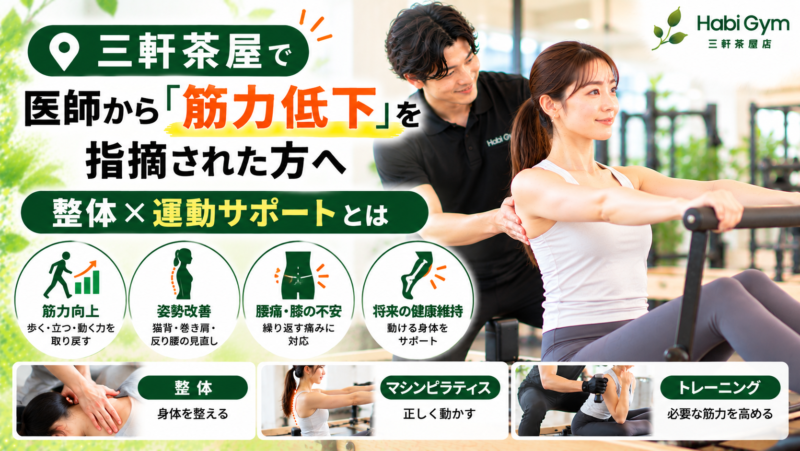医師から「筋力低下」を指摘された方へ｜整体×運動サポートとは｜HabiGym三軒茶屋